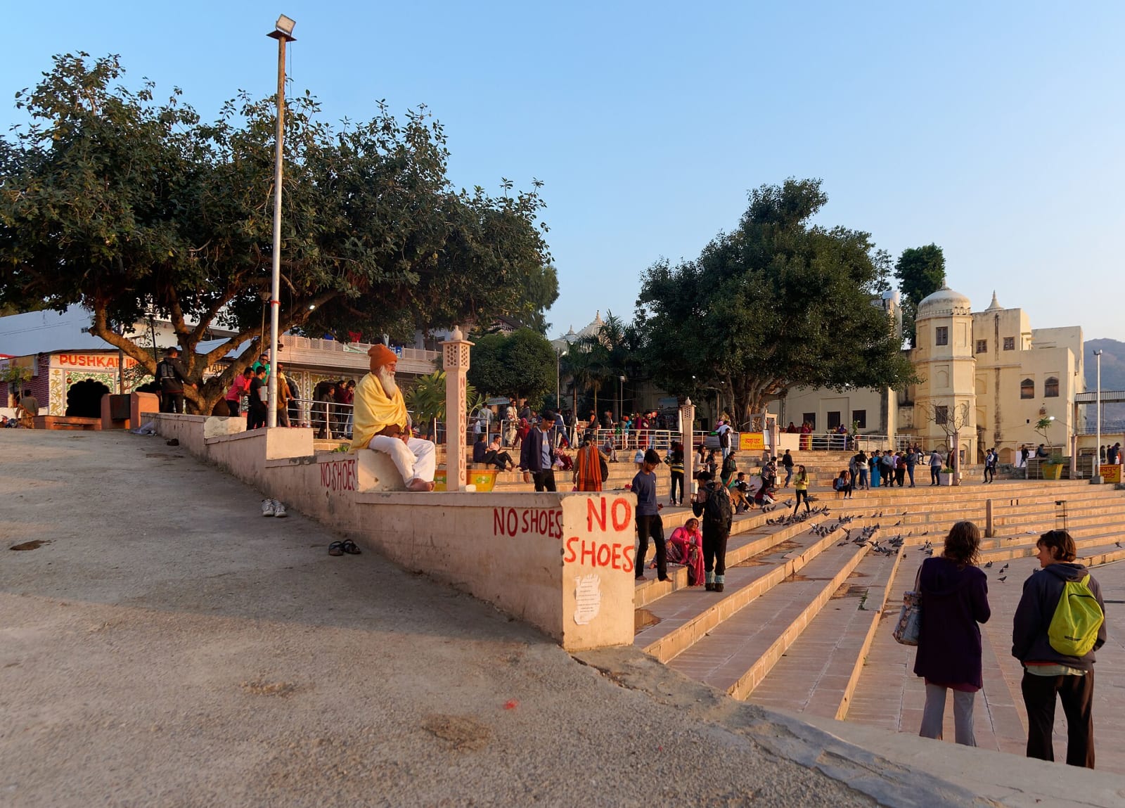 Stepped ghats and temples around the sacred lake at Pushkar, Rajasthan