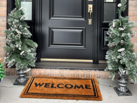 Porte d'acier classique noire avec deux latéraux à carrelage