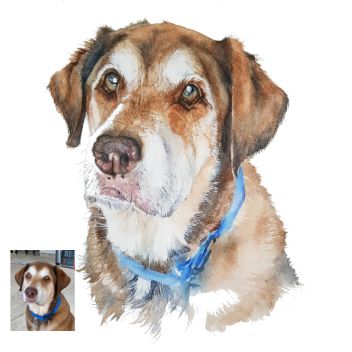 Custom Dog/Cat/Pet Portrait Cartoon Watercolor Effect Photo Paints on Canvas  with Your Uploads Wall Art for Home Decoration, Personalized Memorial Gift  for Pet Lovers