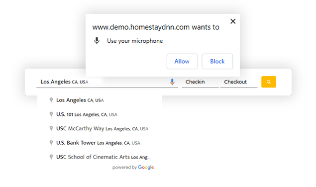 Google Voice Search for airbnb clone