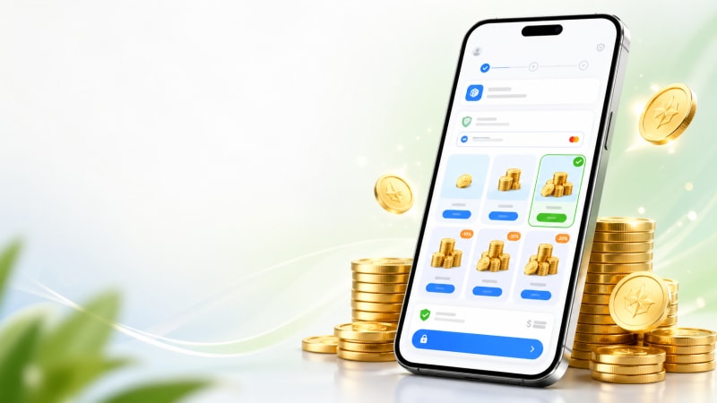 PokeCoin package checkout preview with gold coin bundles