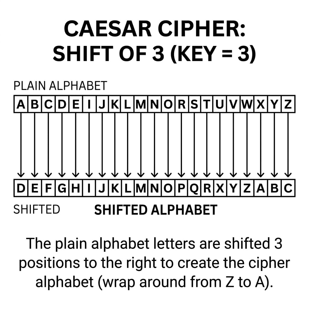 Caesar cipher with a left shift of 3