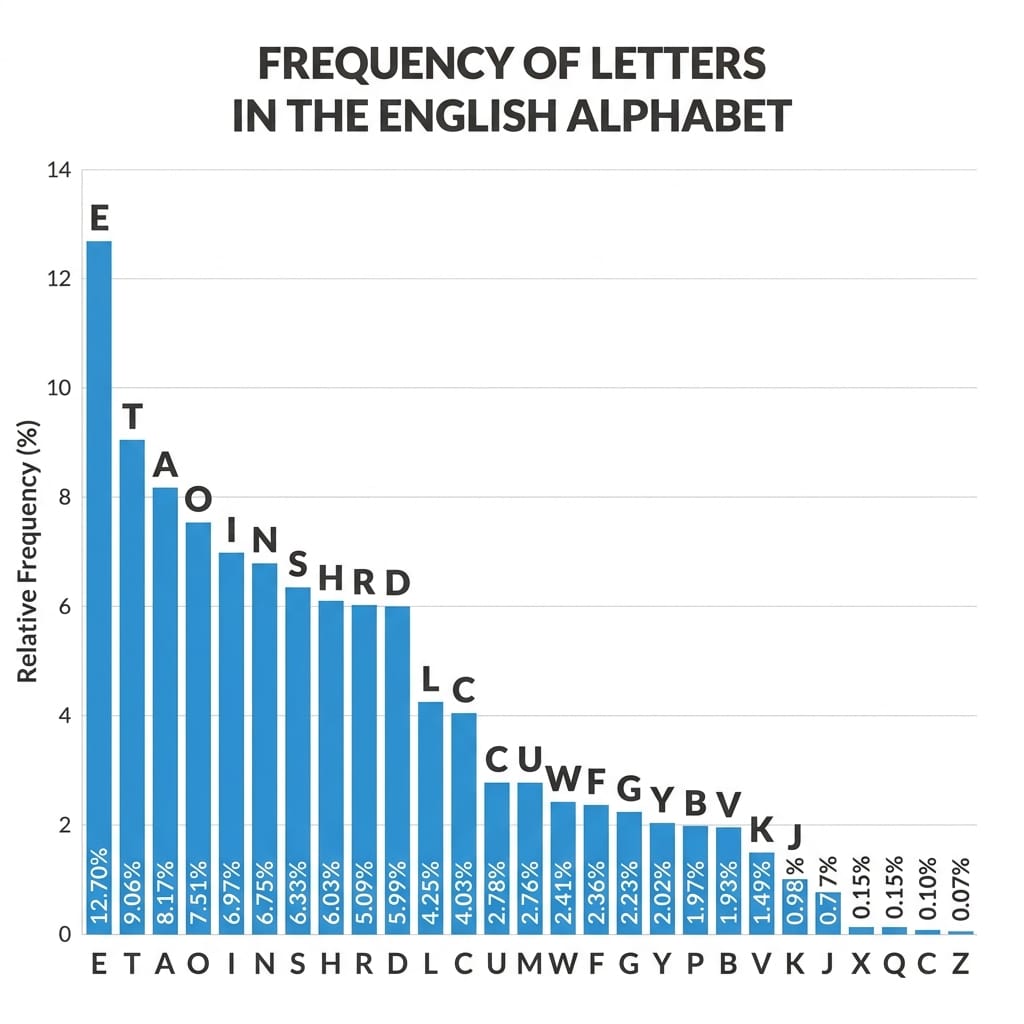 English letter frequency sorted by frequency