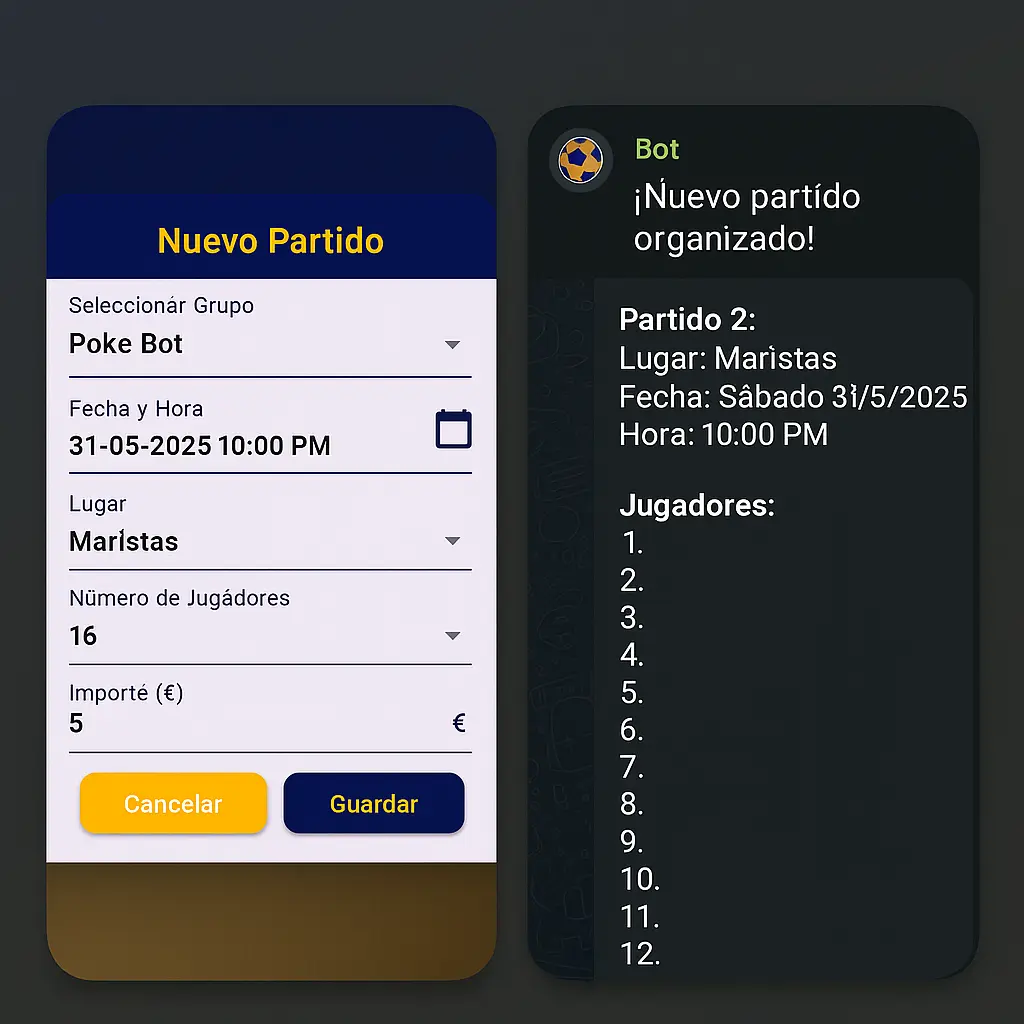 Crea tu Partido o Entrenamiento
