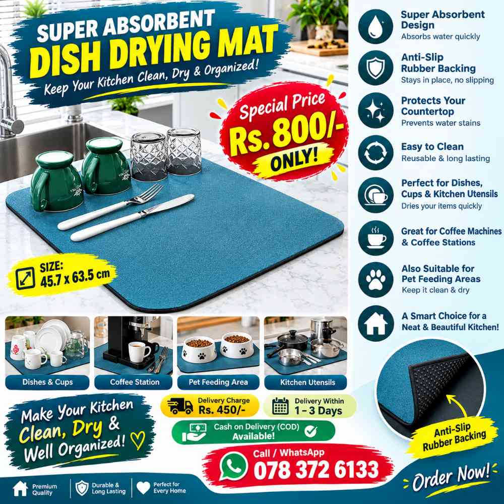 Super absorbent dish drying mat