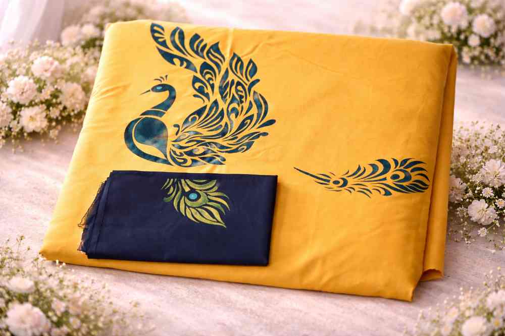 Lase cotton painted saree