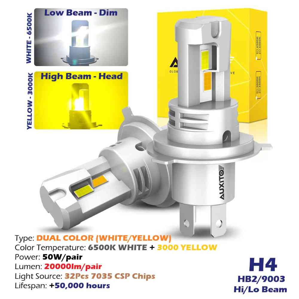 Auxito H4 dual color hi Lo beam led headlight bulb