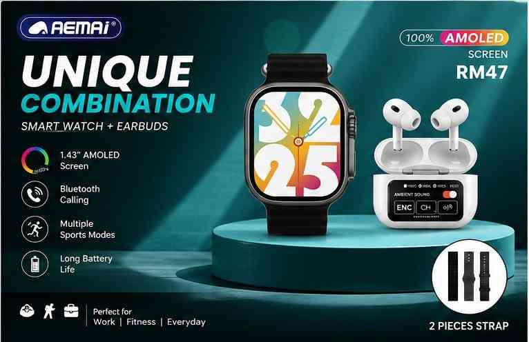 Remax RM47 7-in-1 smartwatch & earbuds set