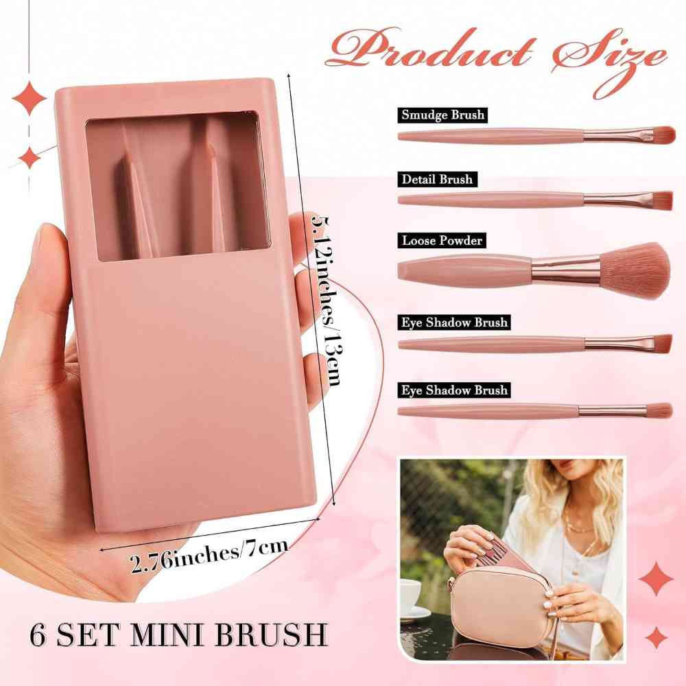 5 Pcs Travel makeup brush set with mirror