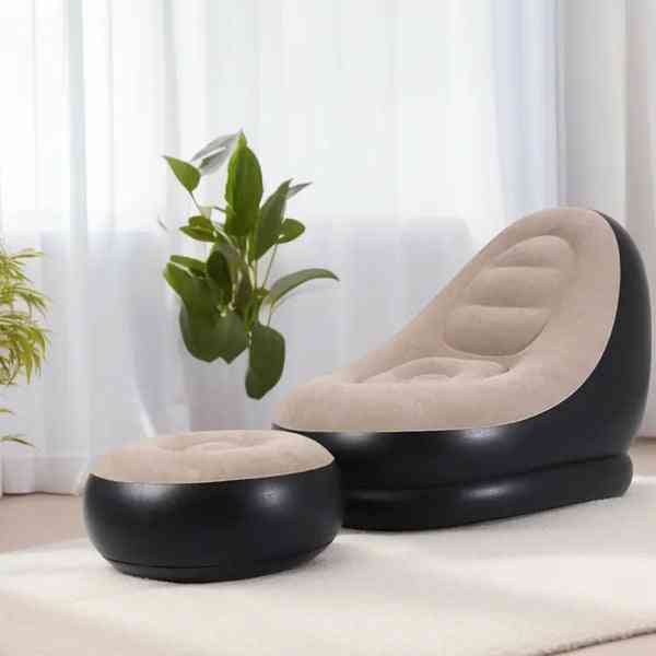 Inflatable air sofa with foot rest