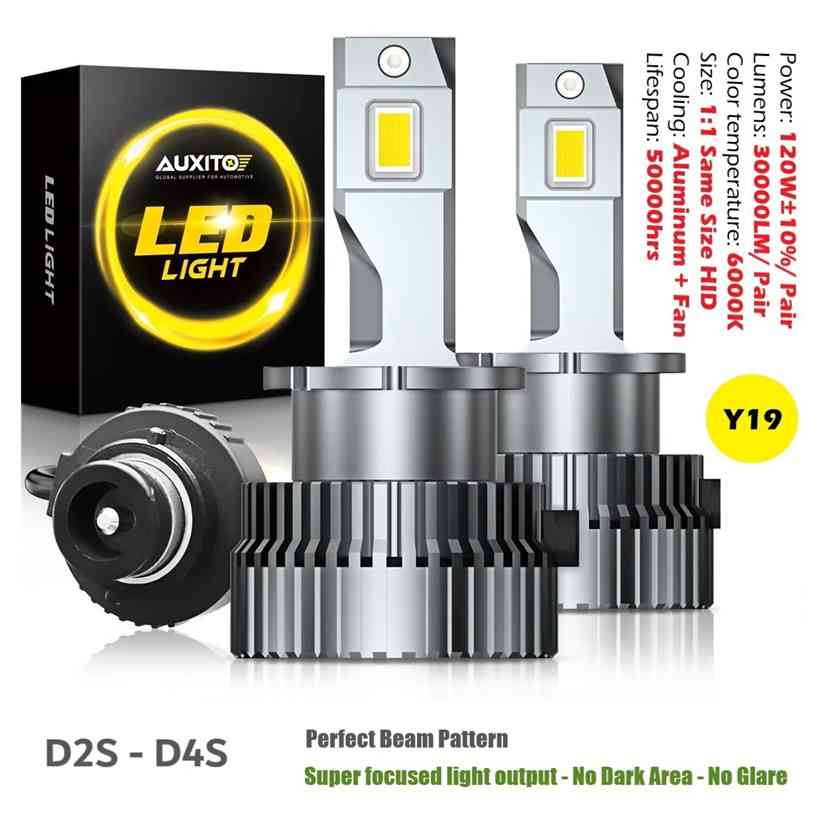 Auxito Y19 D2S led headlight bulb 120W 30000lm