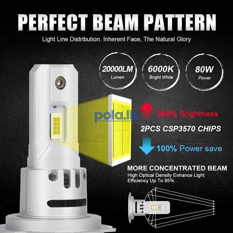 H7 LED Headlight bulb wireless canbus 20000LM 80W - photo 3
