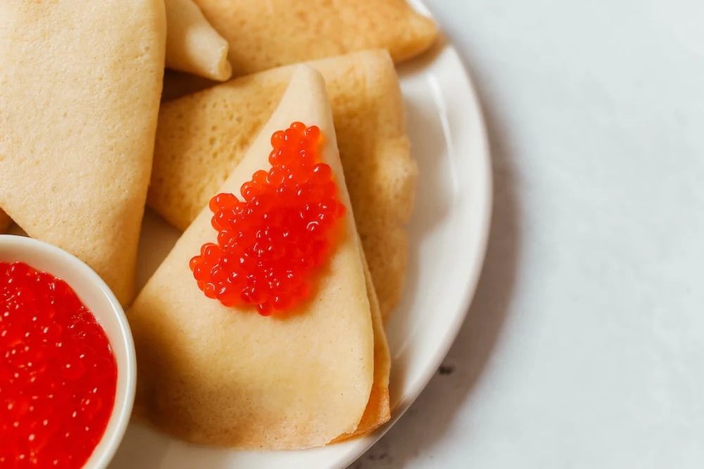 Russian pancakes with caviar