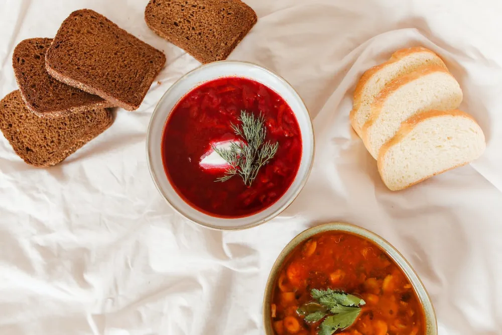 Ukrainian borscht with beef and lard