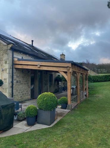 A - Domestic Oak Frame Transparent Solar Glass canopy