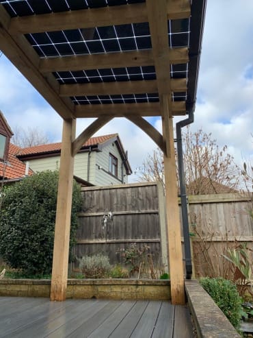 G - Semi-Transparent Solar Glass Canopy on Glulam Beams