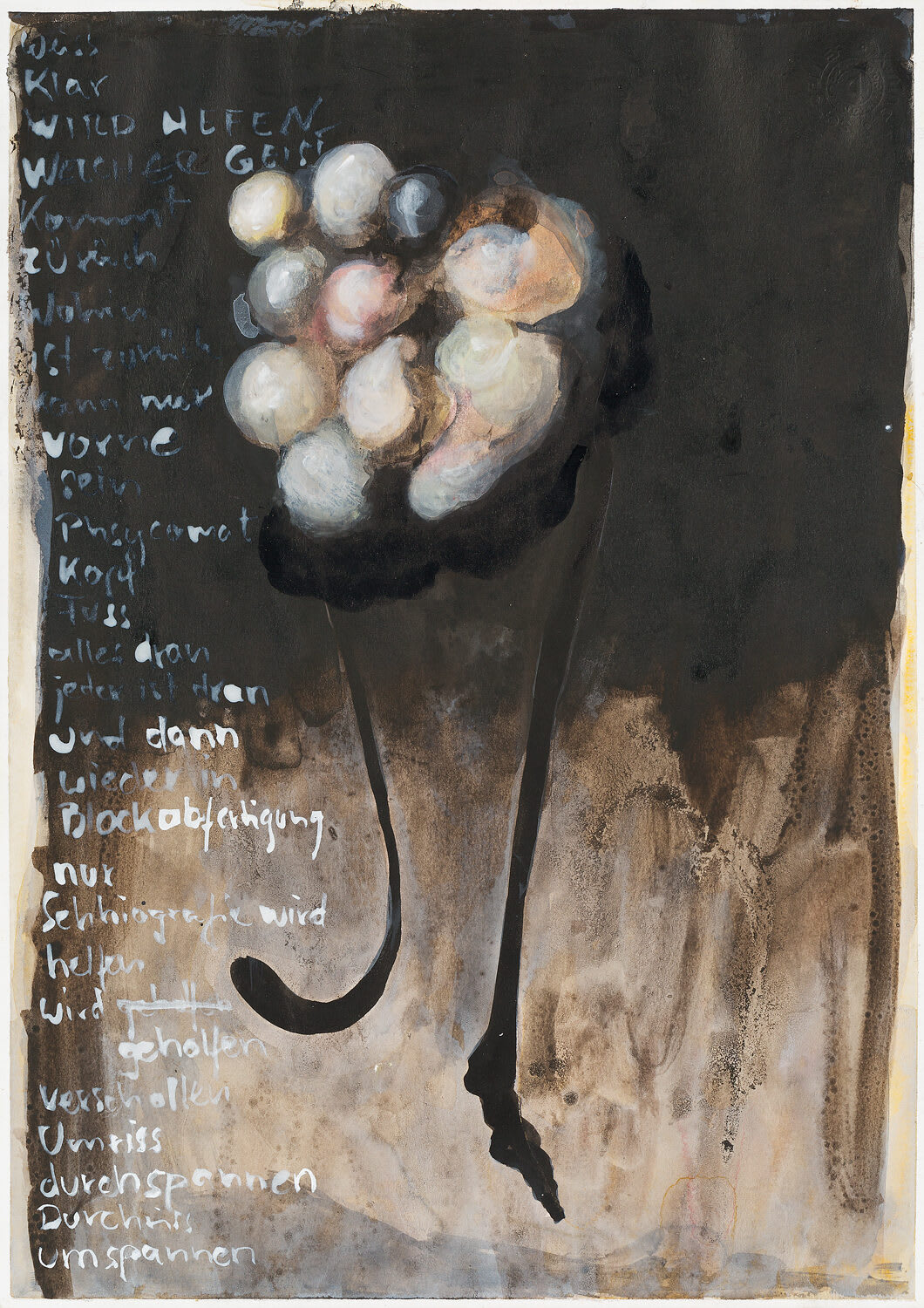 Umriss durchspannen, 2013 - 2015, 29,7 x 21 cm, ink and pencil on colored paper