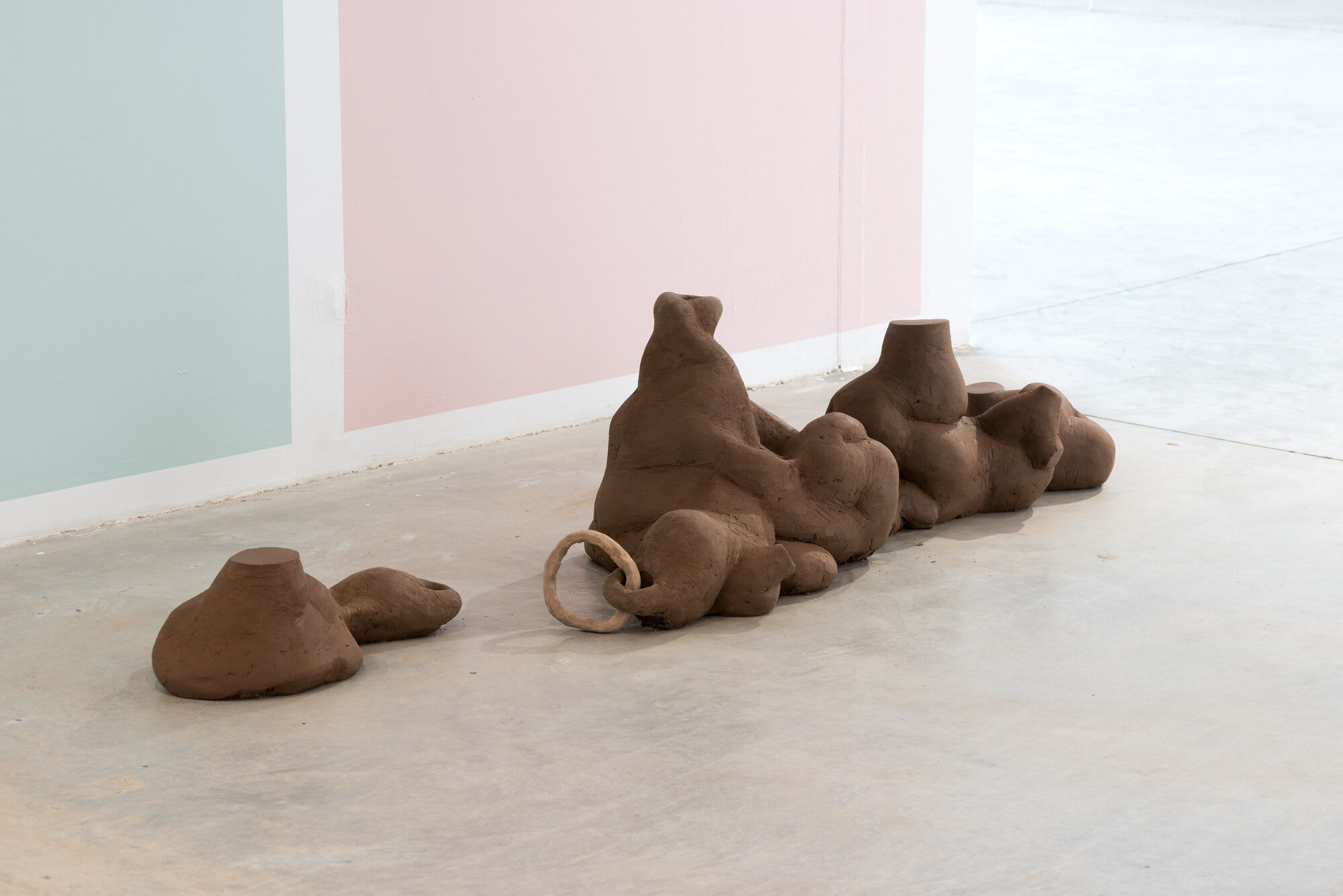 Figure1Postion1Place1, 2019, Clay and Wall Painitng, site specific installation