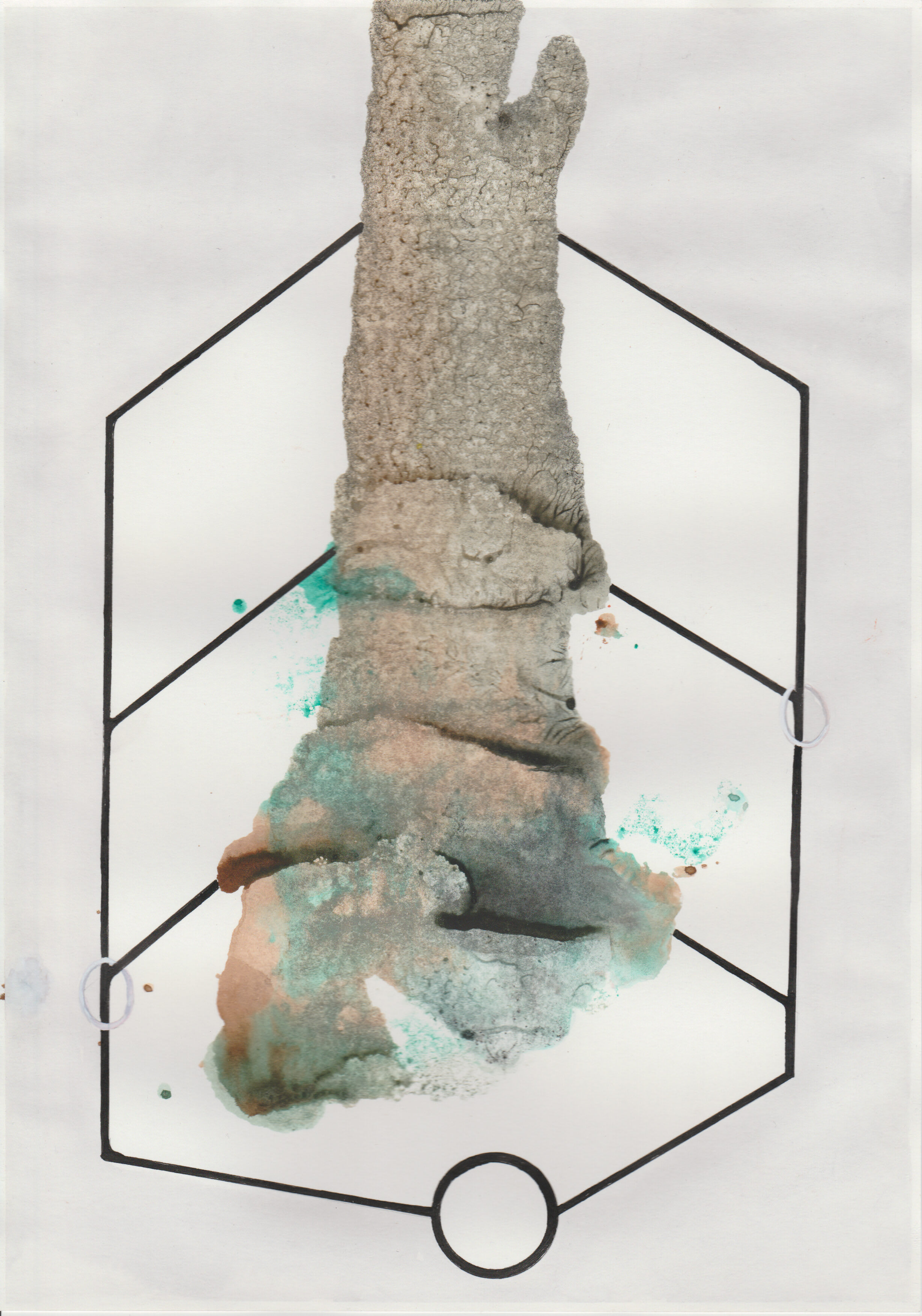 Factory of the Deep with Human Traces, 2019, 29,7 x 21cm, indian ink and watercolor on paper