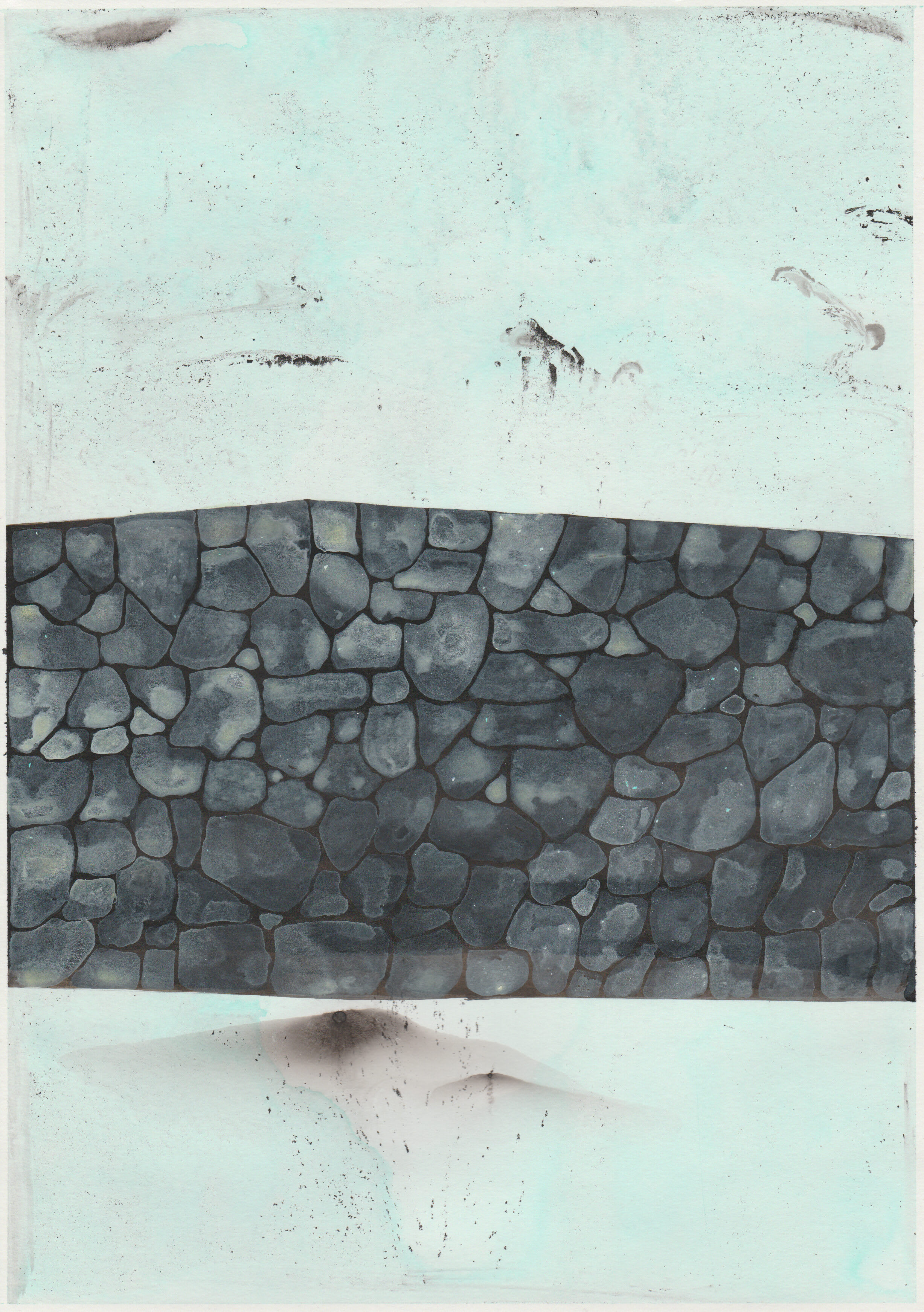 Wall and Green, 2017, 29,7 x 21 cm, ink and pencil on paper