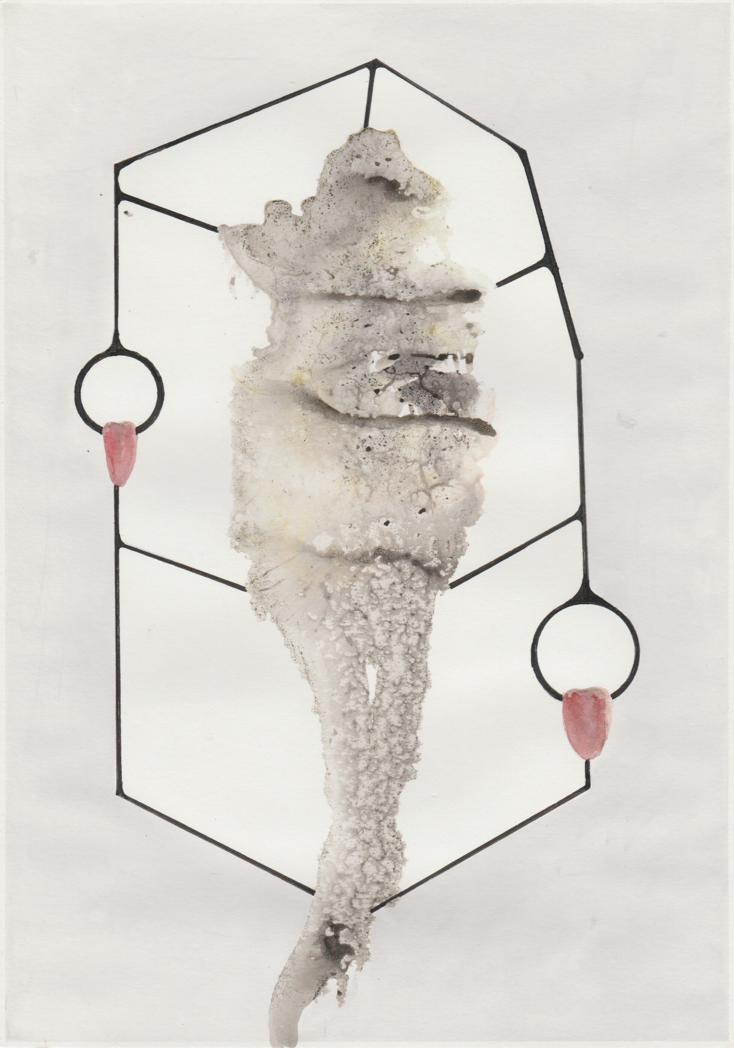 Factory of the Deep with Tongue, 2019, 29,7 x 21cm, indian ink and watercolor on paper