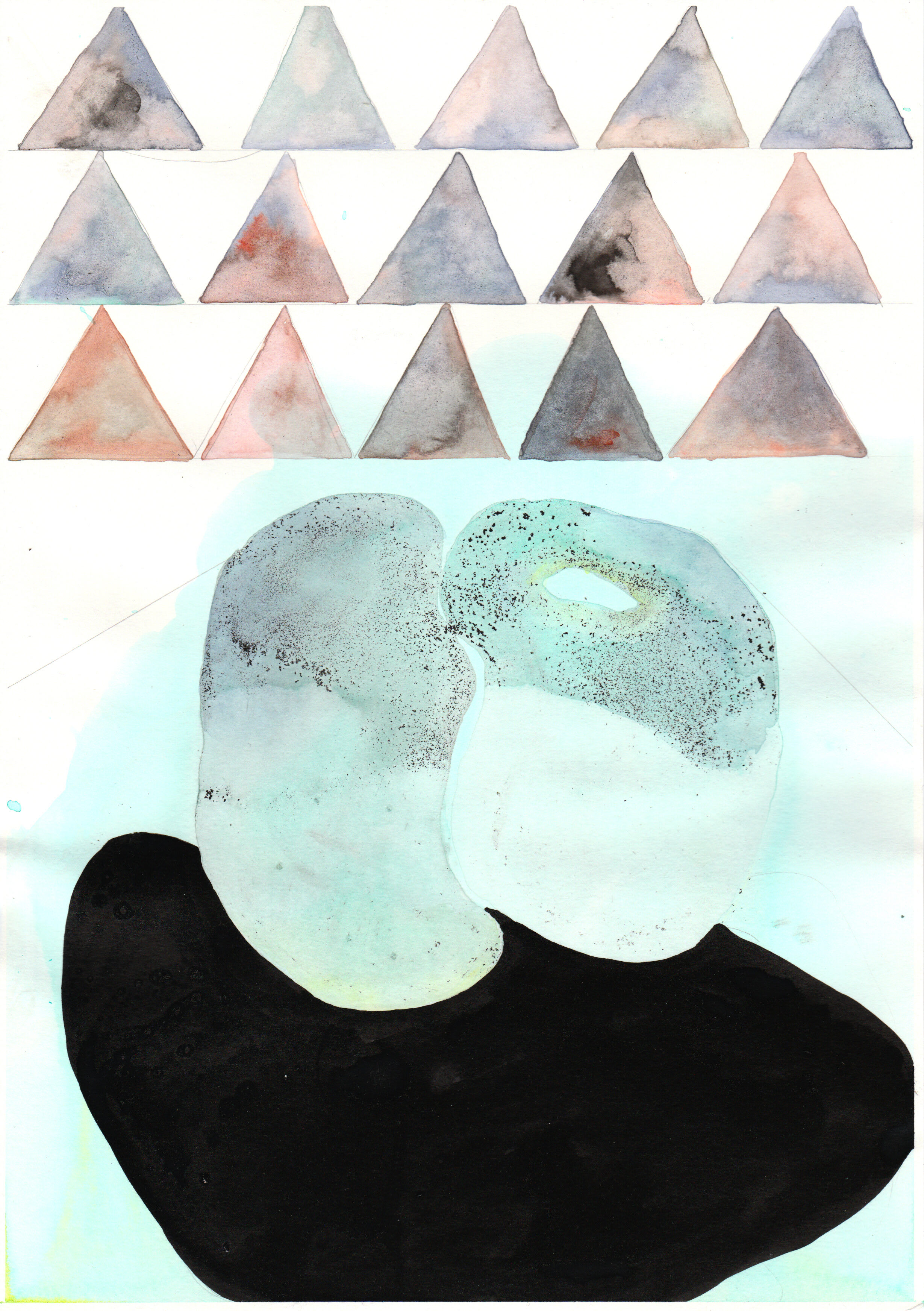 Kuss mit Dreiecken, 2019, 29,7 x 21 cm, indian ink on paper