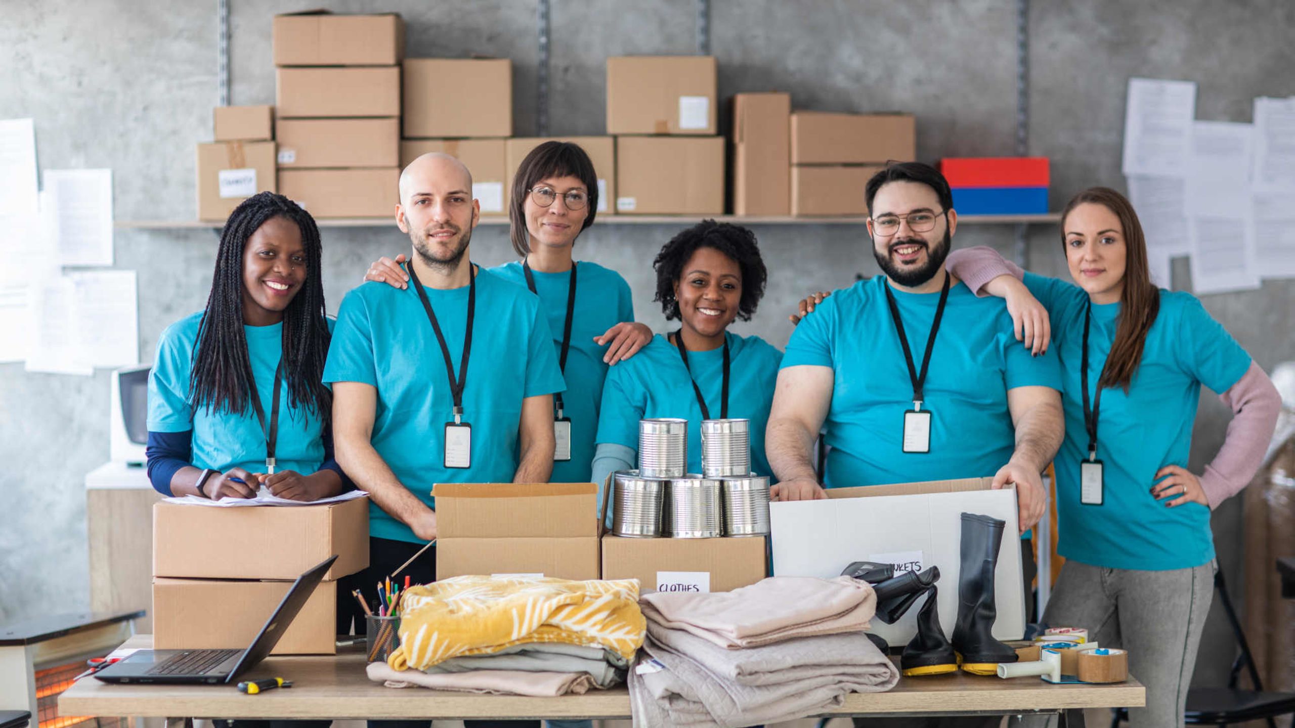 volenteers making care packages