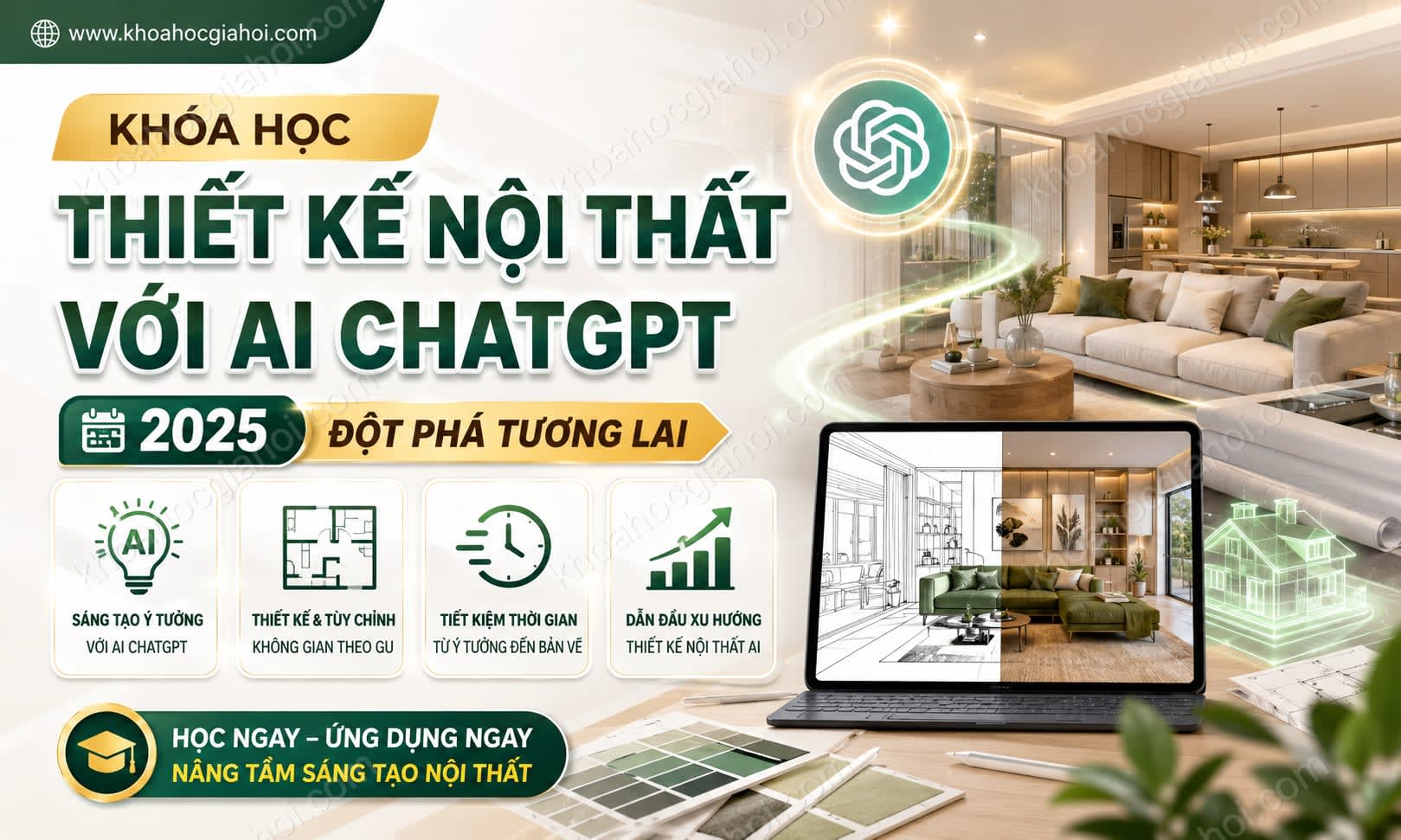 Khóa Học Thiết kế Nội Thất Với AI ChatGPT 2025