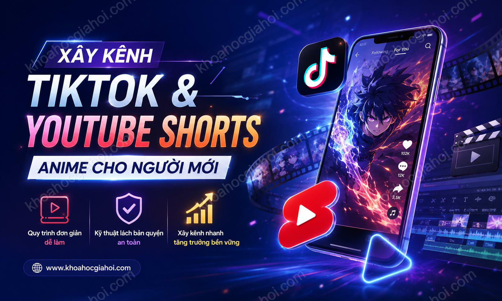 Khóa Học Xây Kênh Tiktok Và Youtube Shorts Anime Cho Người Mới