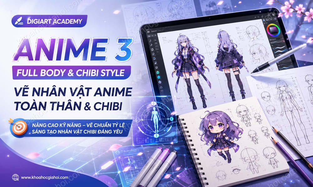 Khóa Học Anime 3: Full Body & Chibi Style Cùng Digiart Academy