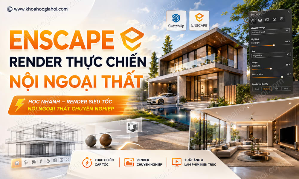 Khóa Học Enscape Render (Thực Chiến Cấp Tốc) Nội Ngoại Thất Công Trình