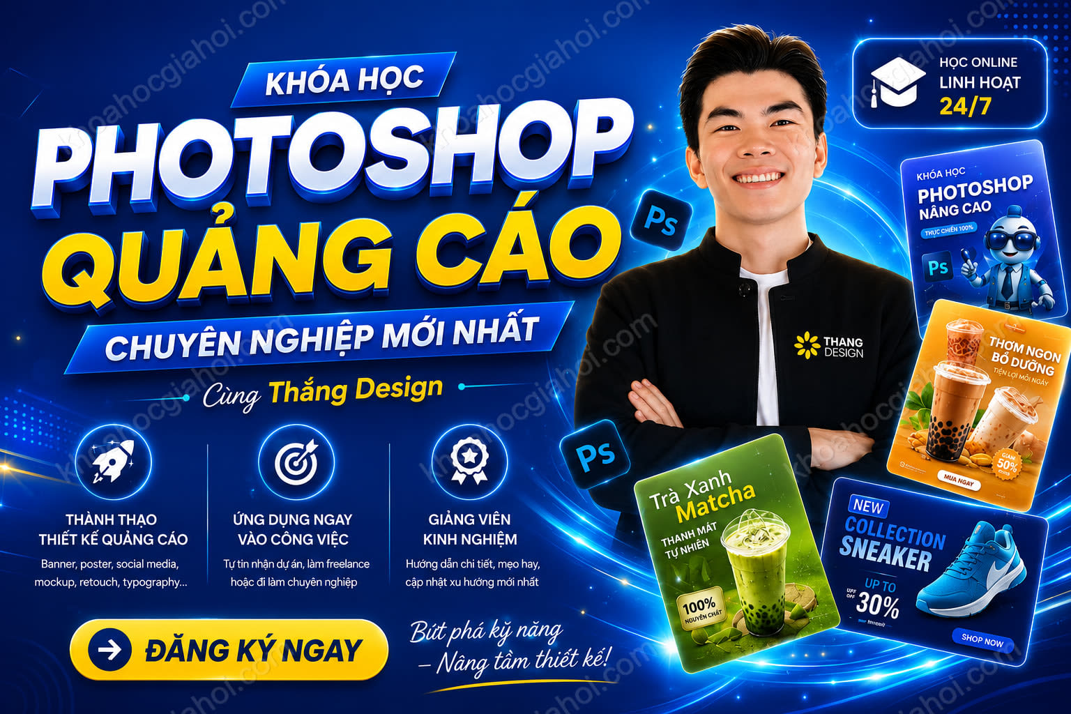 Khoá Học Photoshop Thực Chiến Từ Cơ Bản Đến Nâng Cao – Dạy Kèm AI 2025 Cùng Thắng Design