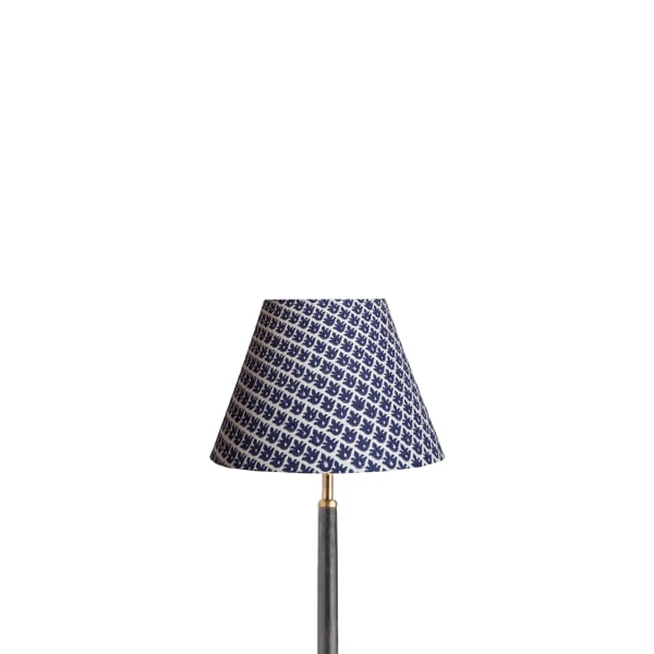 25cm empire lampshade in temple blue block printed cotton