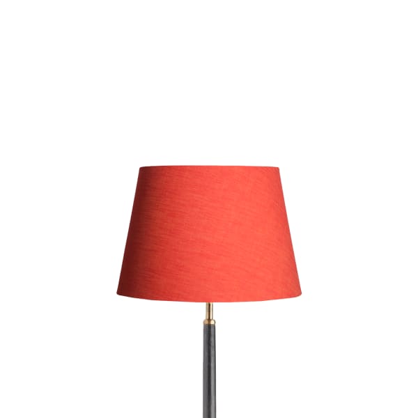 Vintage table lamp brass fabric shade red - Flodhest Abe