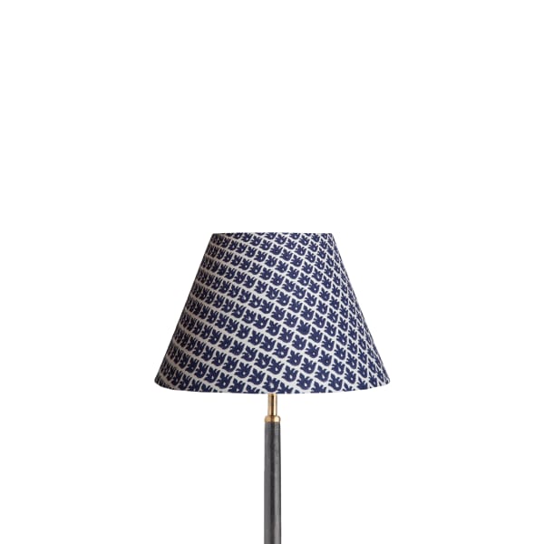 30cm empire lampshade in temple blue block printed cotton