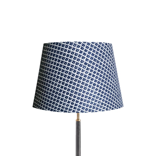 40cm straight empire lampshade in temple blue block printed cotton