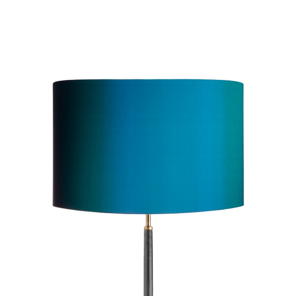 45cm drum lampshade in peacock dupion silk