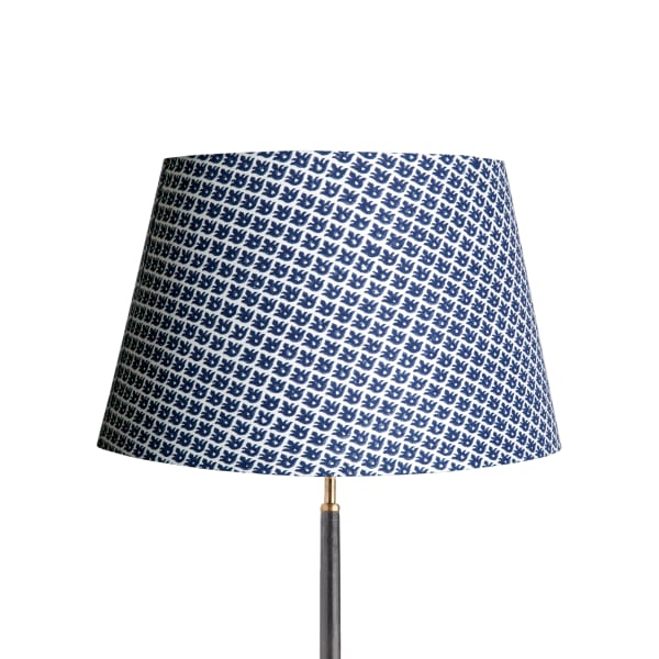 50cm straight empire lampshade in temple blue block printed cotton