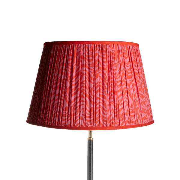 50cm straight empire gathered lampshade in angel block printed cotton