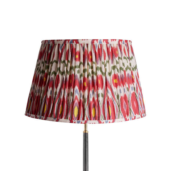 50cm straight empire gathered lampshade in heraldic printed linen ikat