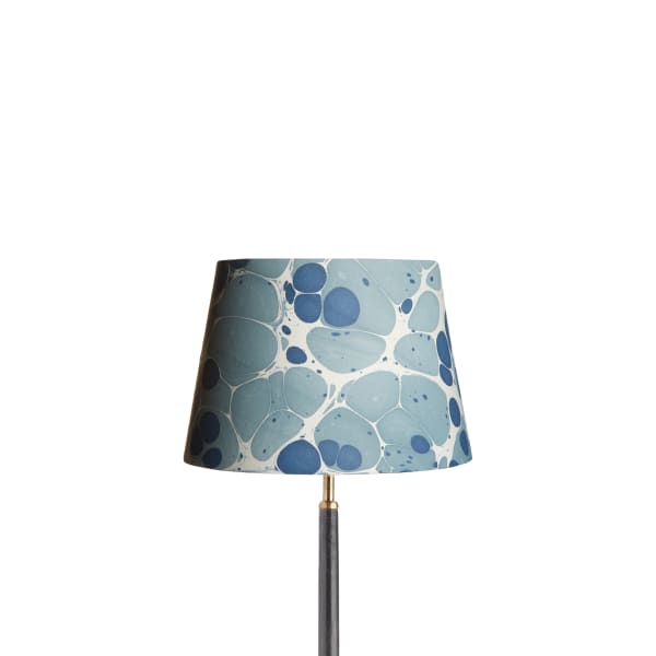 30cm straight empire shade in hand made marbled paper in blue sesia