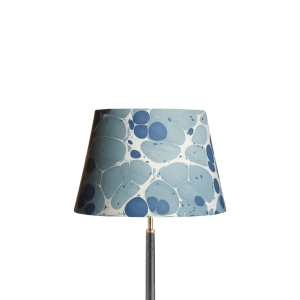 35cm straight empire shade in hand made marbled paper in blue sesia