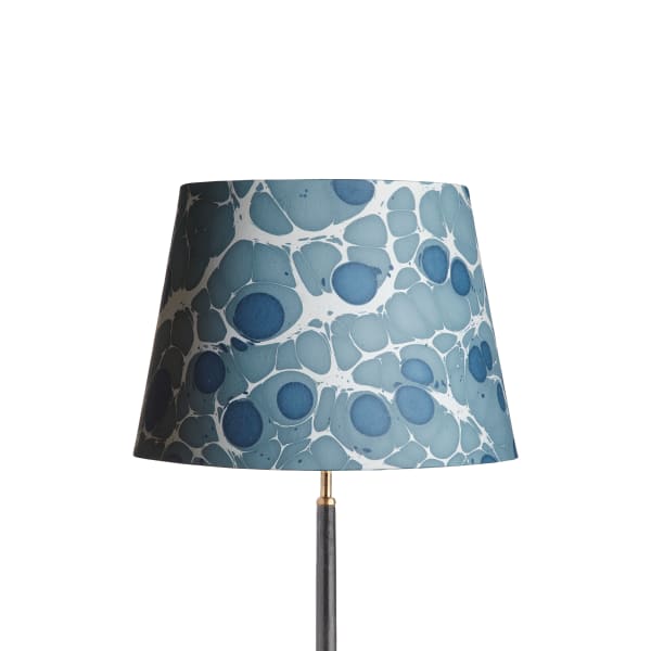 40cm straight empire shade in hand made marbled paper in blue sesia