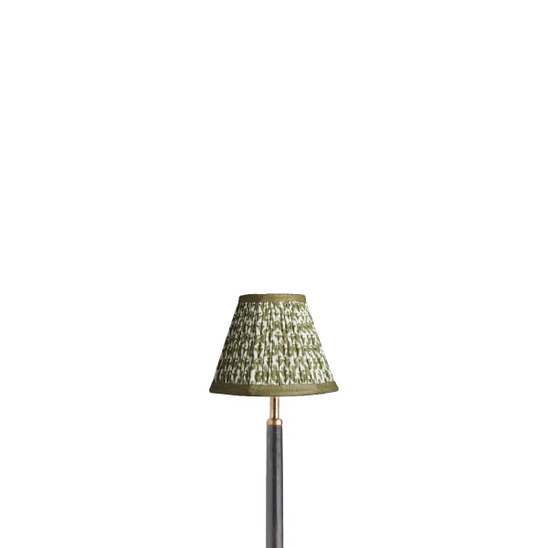 16cm empire lampshade in temple green block printed cotton