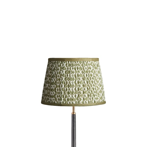 30cm straight empire lampshade in temple green block printed cotton