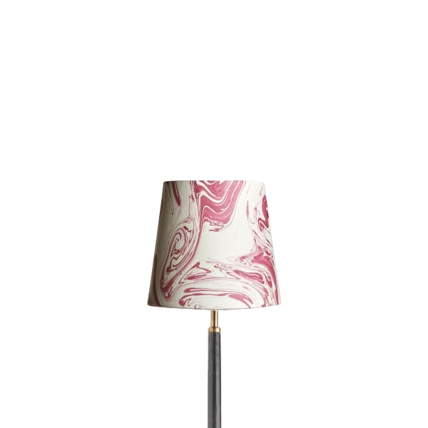 20cm tall tapered hand made marbled paper shade in red tanaro
