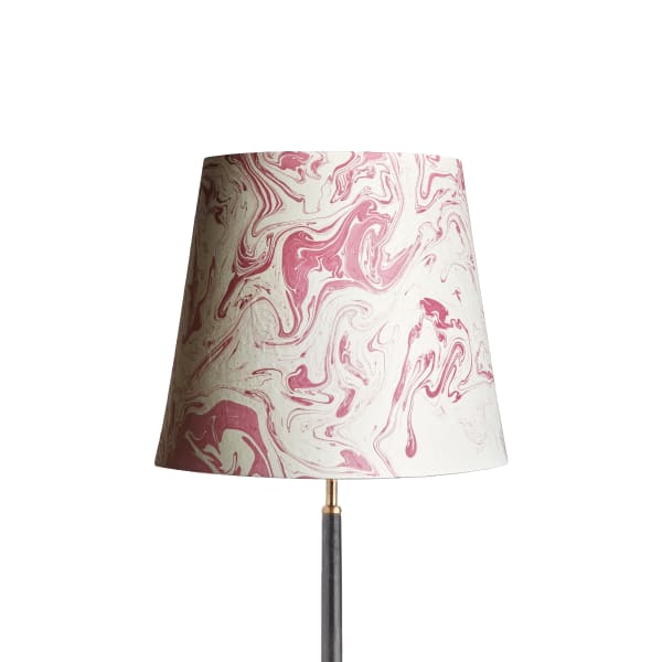 35cm tall tapered hand made marbled paper shade in red tanaro