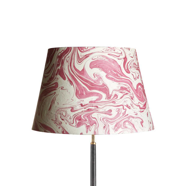 45cm straight empire shade in hand made marbled paper in red tanaro