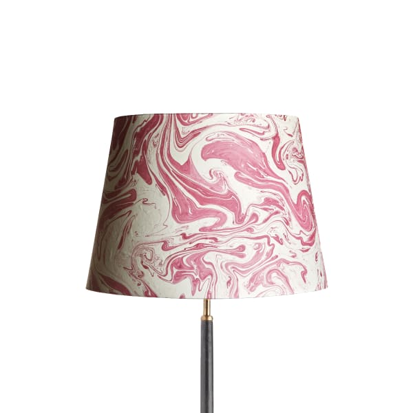 40cm straight empire shade in hand made marbled paper in red tanaro