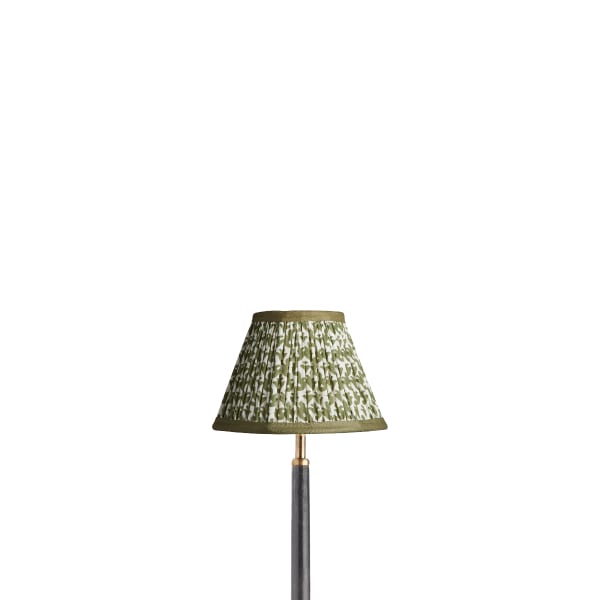 20cm empire lampshade in temple green block printed cotton